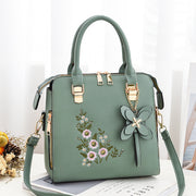 Зелена чанта Elise с флорален модел