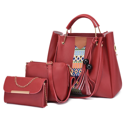 Комплект червени чанти Касия - 3 продукта
