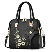 Черна чанта Elise с флорален модел