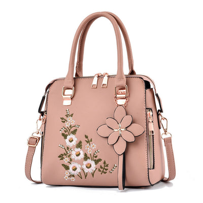 Кафява чанта Elise с флорален модел