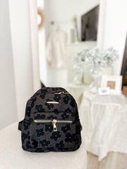 Mini Rucsac negru cu floricele Nadina - TIARA CONCEPT STORE