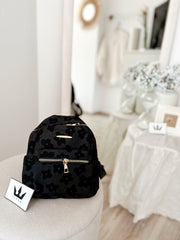 Mini Rucsac negru cu floricele Nadina - TIARA CONCEPT STORE