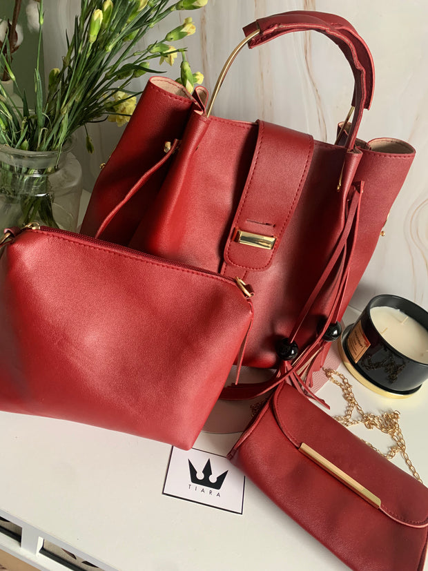 Комплект чанти тъмночервено Ilona - 3 продукта